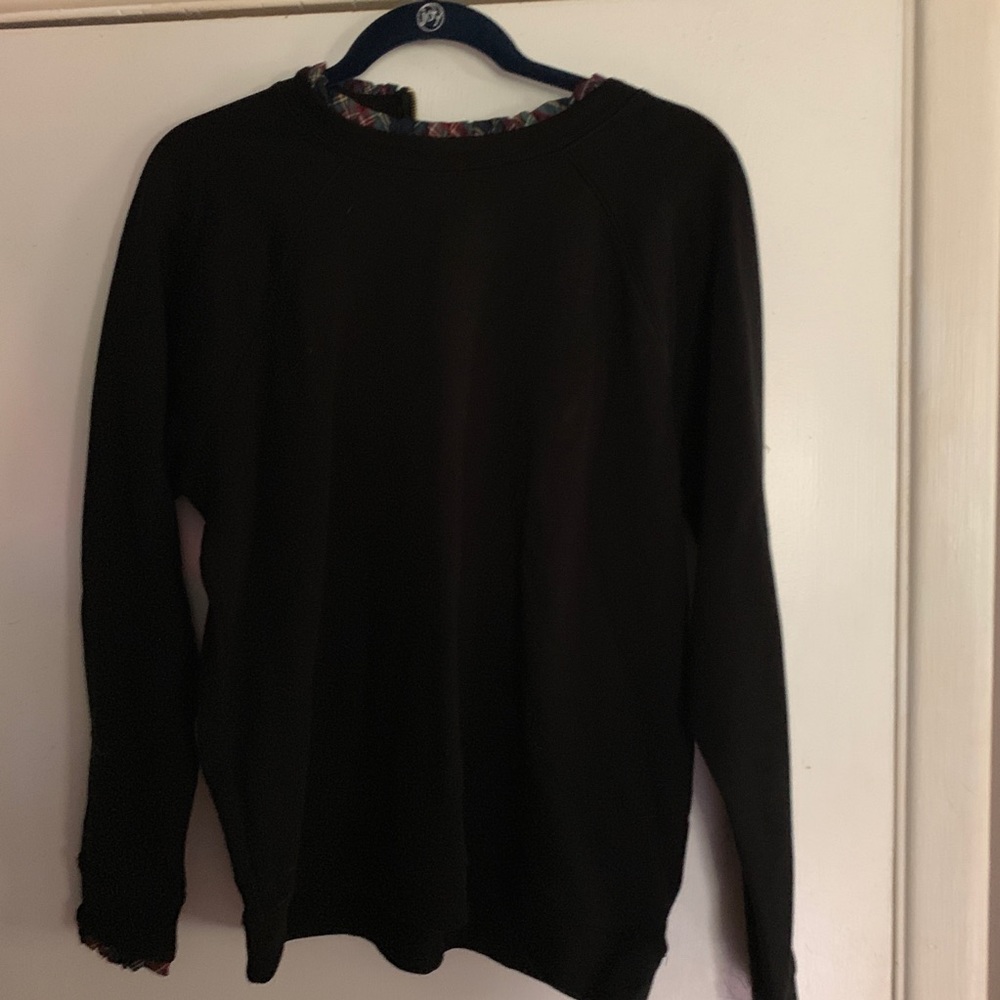 JCrew Navy sweatshirt with tartan ruffled color